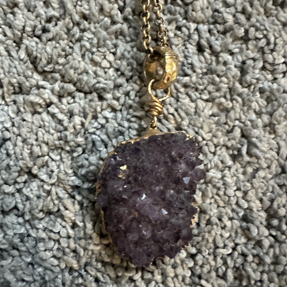Plume Jewelry Gold and Purple Amethyst Pendant Necklace